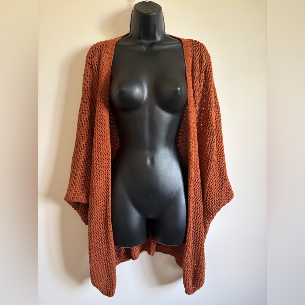 Open-Front Rust Knit Women's Cardigan